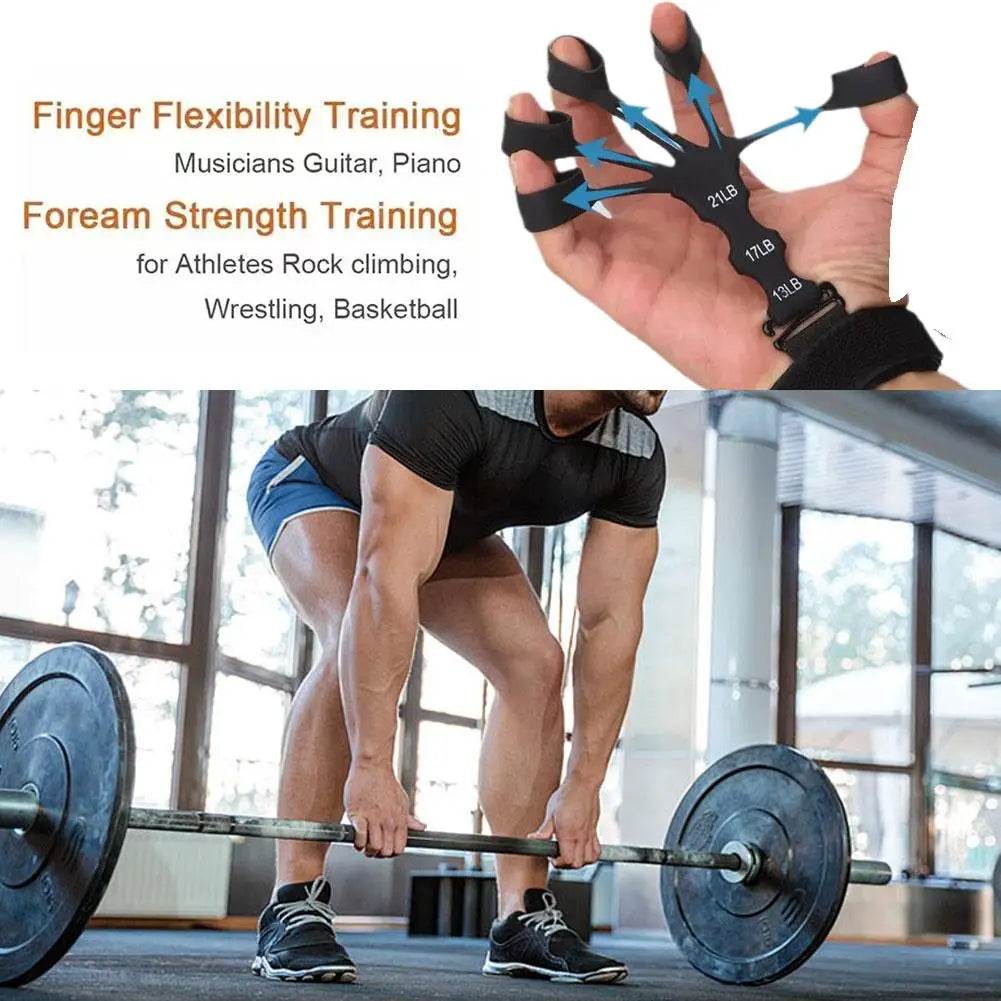 Hand Grip 5 Finger Exerciser Strength Trainning Power Forearm Rehabilitation Silicone Trainer Adjustable Strengthener for Wrist