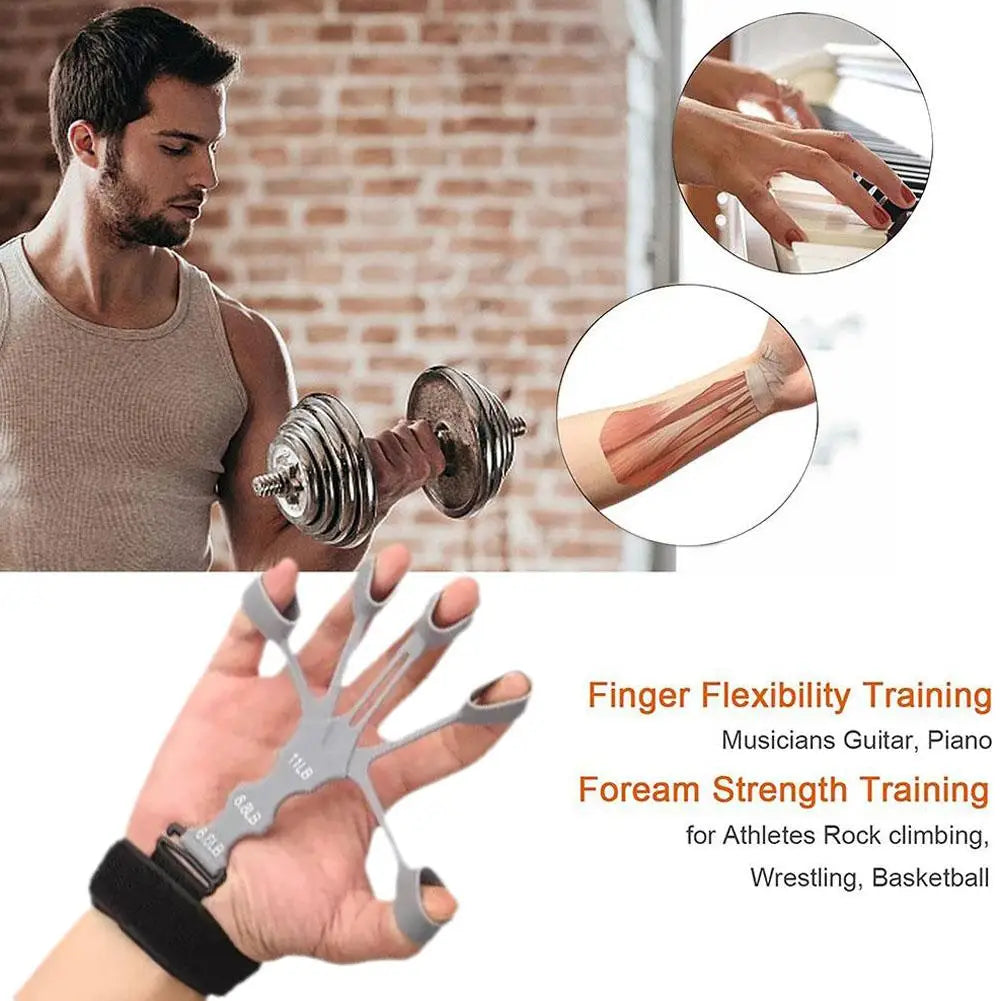 Hand Grip 5 Finger Exerciser Strength Trainning Power Forearm Rehabilitation Silicone Trainer Adjustable Strengthener for Wrist